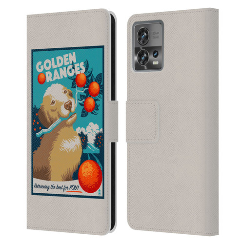 Lantern Press Dog Collection Golden Oranges Leather Book Wallet Case Cover For Motorola Moto Edge 30 Fusion