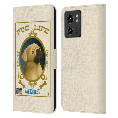 Lantern Press Dog Collection Pug Life Leather Book Wallet Case Cover For Motorola Moto Edge 40