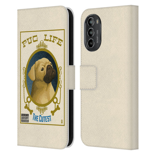 Lantern Press Dog Collection Pug Life Leather Book Wallet Case Cover For Motorola Moto G82 5G