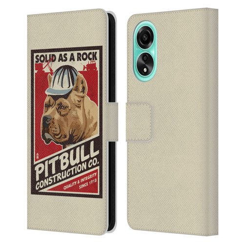Lantern Press Dog Collection Pitbull Construction Leather Book Wallet Case Cover For OPPO A78 5G