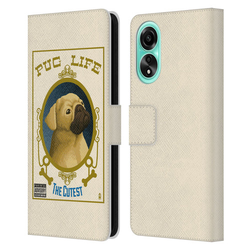 Lantern Press Dog Collection Pug Life Leather Book Wallet Case Cover For OPPO A78 5G