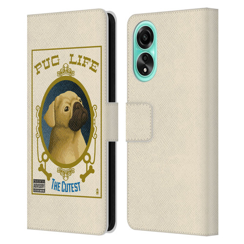 Lantern Press Dog Collection Pug Life Leather Book Wallet Case Cover For OPPO A78 4G