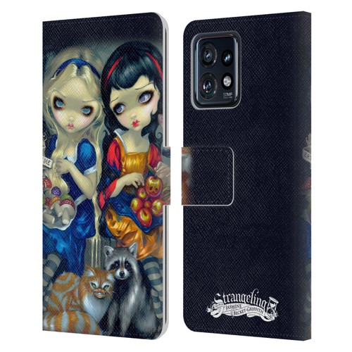 Strangeling Art Girls With Cat And Raccoon Leather Book Wallet Case Cover For Motorola Moto Edge 40 Pro
