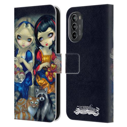 Strangeling Art Girls With Cat And Raccoon Leather Book Wallet Case Cover For Motorola Moto G82 5G