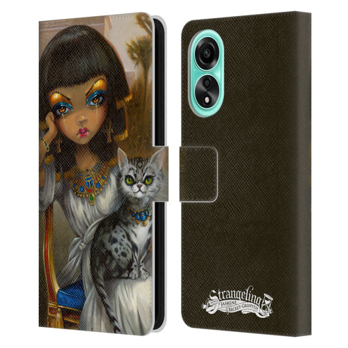 Strangeling Art Egyptian Girl with Cat Leather Book Wallet Case Cover For OPPO A78 4G