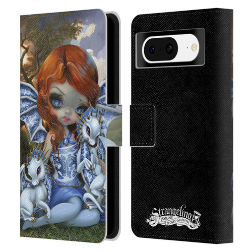 Strangeling Dragon Blue Willow Fairy Leather Book Wallet Case Cover For Google Pixel 8