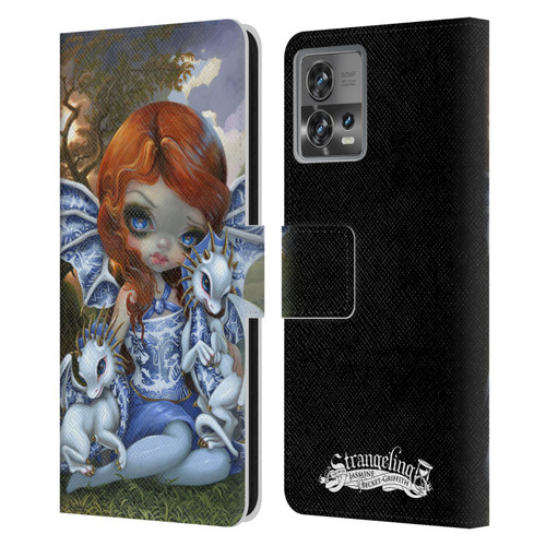 Strangeling Dragon Blue Willow Fairy Leather Book Wallet Case Cover For Motorola Moto Edge 30 Fusion