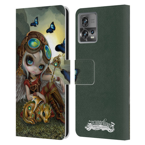Strangeling Dragon Steampunk Fairy Leather Book Wallet Case Cover For Motorola Moto Edge 30 Fusion