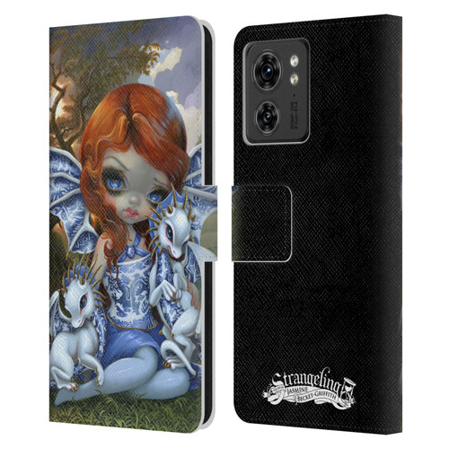 Strangeling Dragon Blue Willow Fairy Leather Book Wallet Case Cover For Motorola Moto Edge 40