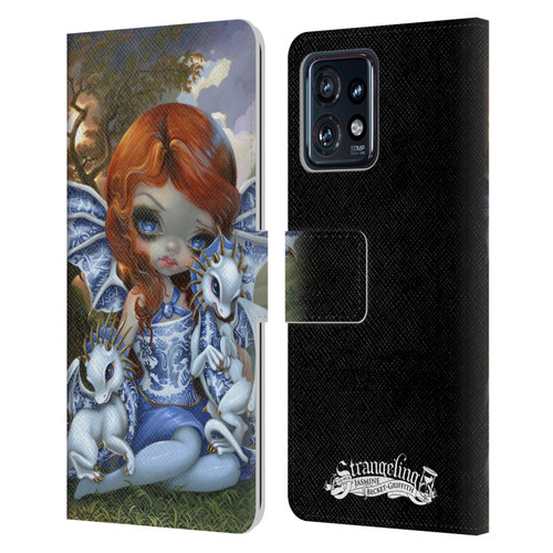 Strangeling Dragon Blue Willow Fairy Leather Book Wallet Case Cover For Motorola Moto Edge 40 Pro