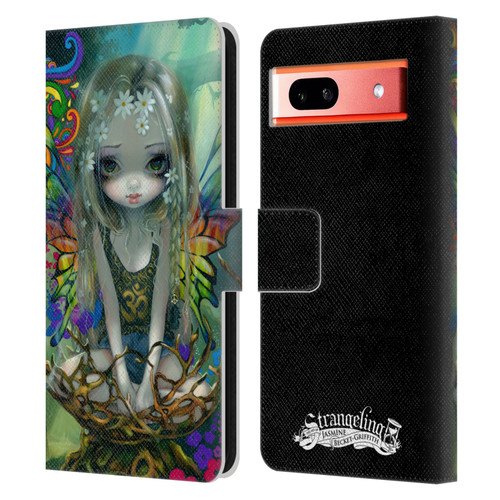 Strangeling Fairy Art Rainbow Winged Leather Book Wallet Case Cover For Google Pixel 7a