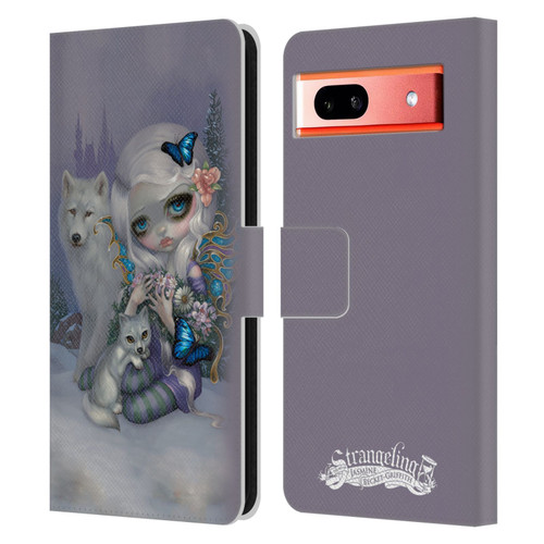 Strangeling Fairy Art Winter with Wolf Leather Book Wallet Case Cover For Google Pixel 7a