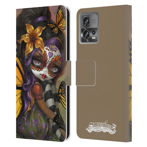 Strangeling Fairy Art Day of Dead Butterfly Leather Book Wallet Case Cover For Motorola Moto Edge 30 Fusion