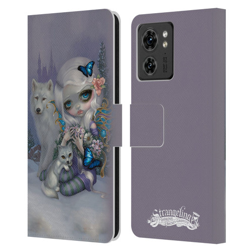 Strangeling Fairy Art Winter with Wolf Leather Book Wallet Case Cover For Motorola Moto Edge 40
