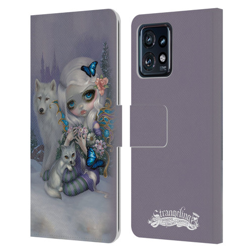 Strangeling Fairy Art Winter with Wolf Leather Book Wallet Case Cover For Motorola Moto Edge 40 Pro