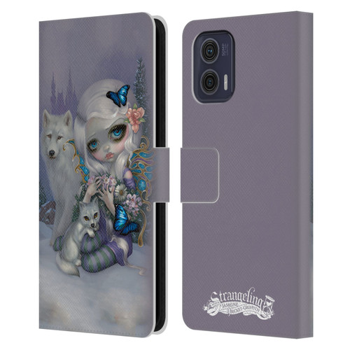Strangeling Fairy Art Winter with Wolf Leather Book Wallet Case Cover For Motorola Moto G73 5G