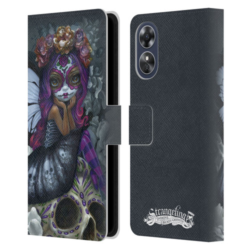 Strangeling Fairy Art Day of Dead Skull Leather Book Wallet Case Cover For OPPO A17