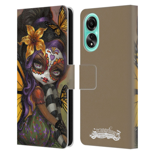 Strangeling Fairy Art Day of Dead Butterfly Leather Book Wallet Case Cover For OPPO A78 5G
