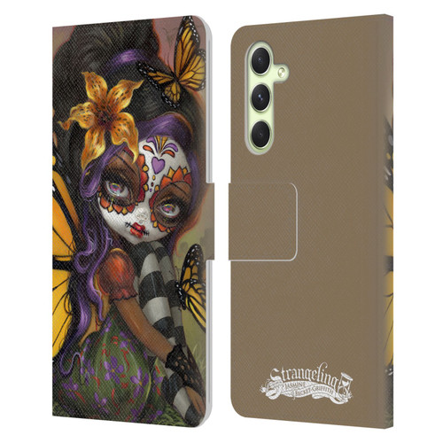 Strangeling Fairy Art Day of Dead Butterfly Leather Book Wallet Case Cover For Samsung Galaxy A54 5G