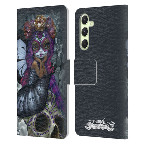Strangeling Fairy Art Day of Dead Skull Leather Book Wallet Case Cover For Samsung Galaxy A54 5G
