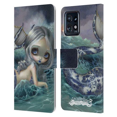 Strangeling Mermaid Blue Willow Tail Leather Book Wallet Case Cover For Motorola Moto Edge 40 Pro