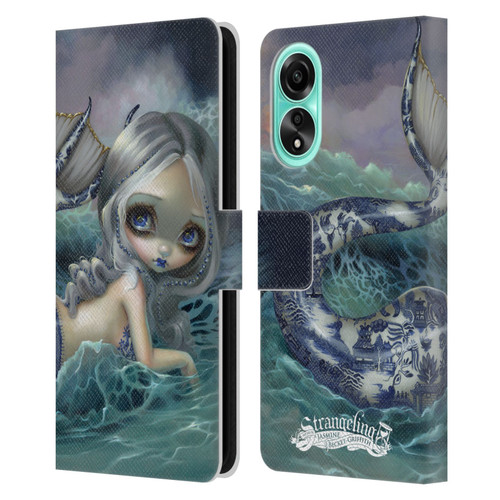 Strangeling Mermaid Blue Willow Tail Leather Book Wallet Case Cover For OPPO A78 4G