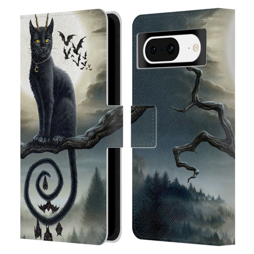 Sarah Richter Animals Gothic Black Cat & Bats Leather Book Wallet Case Cover For Google Pixel 8