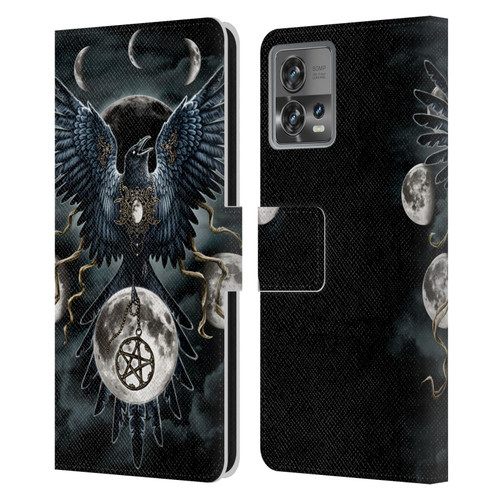 Sarah Richter Animals Gothic Black Raven Leather Book Wallet Case Cover For Motorola Moto Edge 30 Fusion
