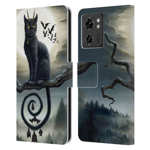 Sarah Richter Animals Gothic Black Cat & Bats Leather Book Wallet Case Cover For Motorola Moto Edge 40