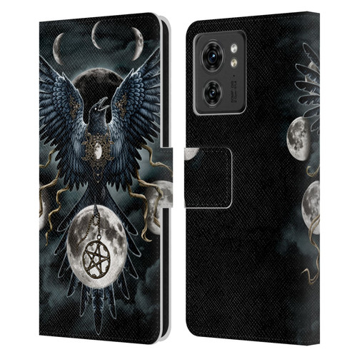 Sarah Richter Animals Gothic Black Raven Leather Book Wallet Case Cover For Motorola Moto Edge 40