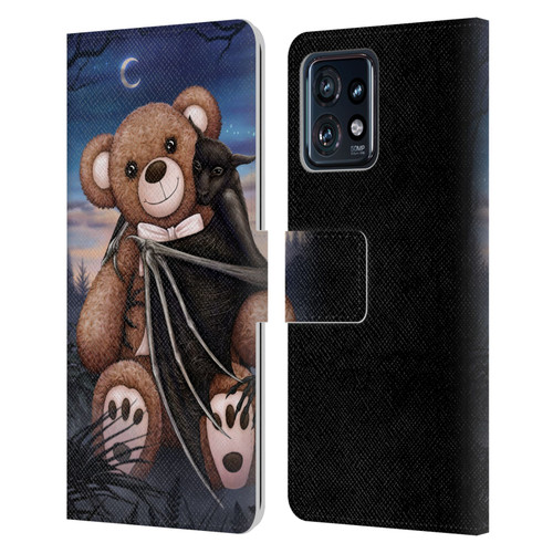 Sarah Richter Animals Bat Cuddling A Toy Bear Leather Book Wallet Case Cover For Motorola Moto Edge 40 Pro