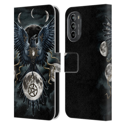 Sarah Richter Animals Gothic Black Raven Leather Book Wallet Case Cover For Motorola Moto G82 5G