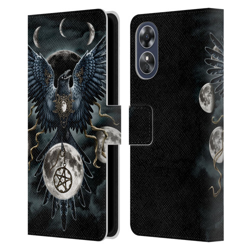 Sarah Richter Animals Gothic Black Raven Leather Book Wallet Case Cover For OPPO A17