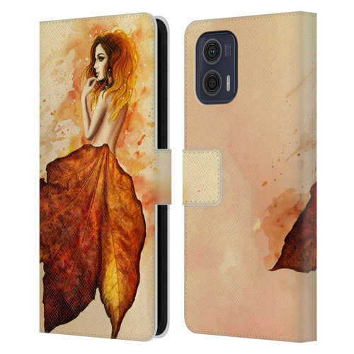 Sarah Richter Fantasy Autumn Girl Leather Book Wallet Case Cover For Motorola Moto G73 5G