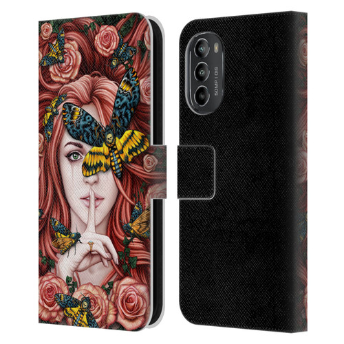 Sarah Richter Fantasy Silent Girl With Red Hair Leather Book Wallet Case Cover For Motorola Moto G82 5G