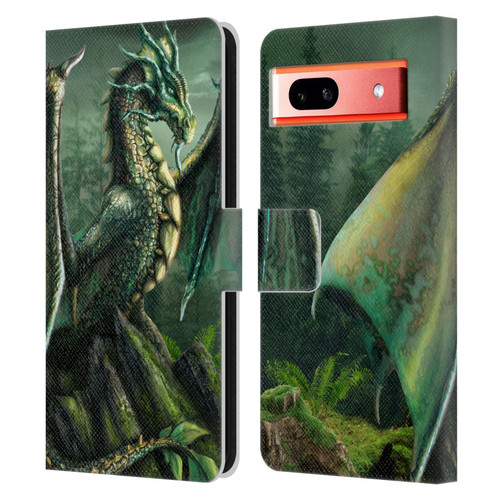 Sarah Richter Fantasy Creatures Green Nature Dragon Leather Book Wallet Case Cover For Google Pixel 7a