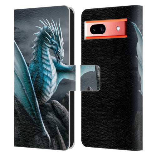Sarah Richter Fantasy Creatures Blue Water Dragon Leather Book Wallet Case Cover For Google Pixel 7a