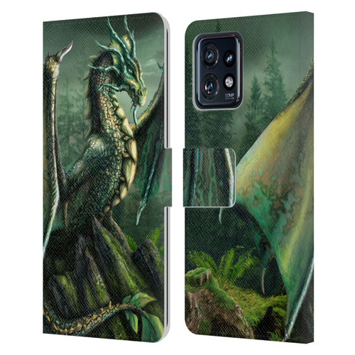 Sarah Richter Fantasy Creatures Green Nature Dragon Leather Book Wallet Case Cover For Motorola Moto Edge 40 Pro