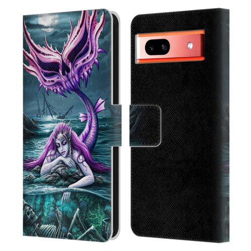 Sarah Richter Gothic Mermaid With Skeleton Pirate Leather Book Wallet Case Cover For Google Pixel 7a