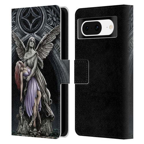 Sarah Richter Gothic Stone Angel With Skull Leather Book Wallet Case Cover For Google Pixel 8