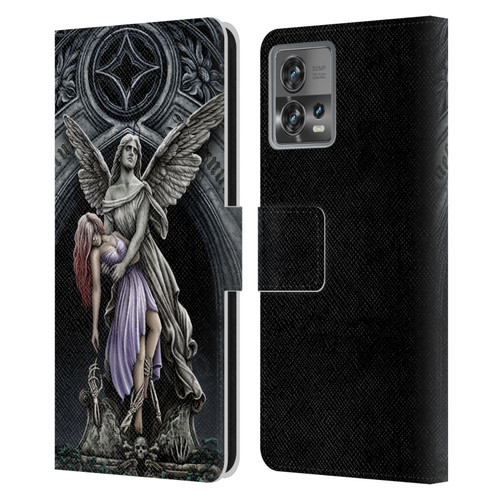 Sarah Richter Gothic Stone Angel With Skull Leather Book Wallet Case Cover For Motorola Moto Edge 30 Fusion