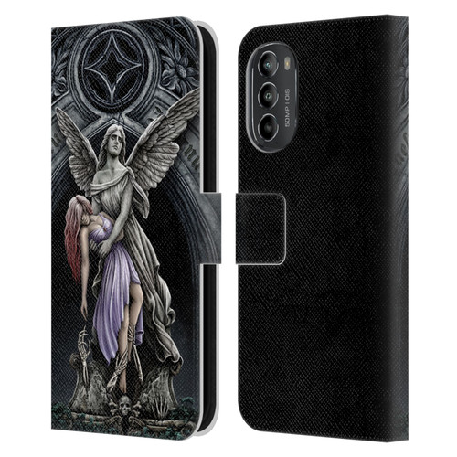 Sarah Richter Gothic Stone Angel With Skull Leather Book Wallet Case Cover For Motorola Moto G82 5G