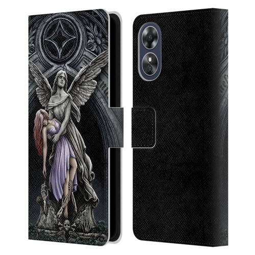 Sarah Richter Gothic Stone Angel With Skull Leather Book Wallet Case Cover For OPPO A17