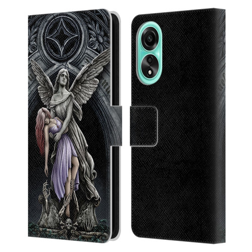 Sarah Richter Gothic Stone Angel With Skull Leather Book Wallet Case Cover For OPPO A78 5G