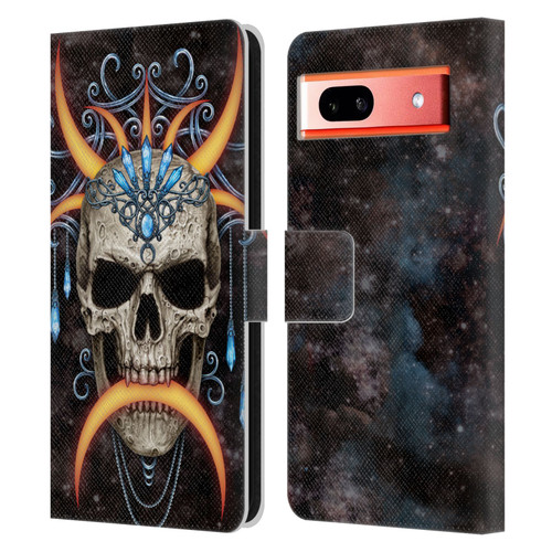 Sarah Richter Skulls Jewelry And Crown Universe Leather Book Wallet Case Cover For Google Pixel 7a
