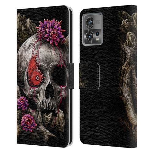 Sarah Richter Skulls Butterfly And Flowers Leather Book Wallet Case Cover For Motorola Moto Edge 30 Fusion