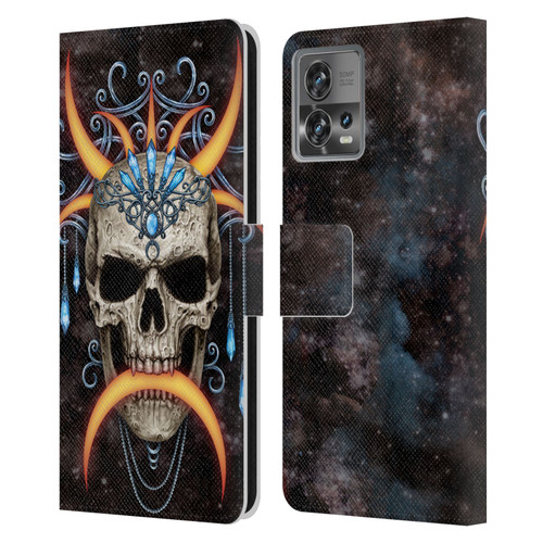 Sarah Richter Skulls Jewelry And Crown Universe Leather Book Wallet Case Cover For Motorola Moto Edge 30 Fusion