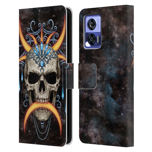 Sarah Richter Skulls Jewelry And Crown Universe Leather Book Wallet Case Cover For Motorola Edge 30 Neo 5G