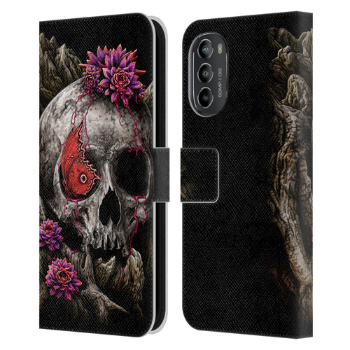 Sarah Richter Skulls Butterfly And Flowers Leather Book Wallet Case Cover For Motorola Moto G82 5G