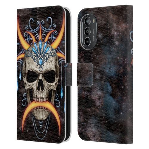 Sarah Richter Skulls Jewelry And Crown Universe Leather Book Wallet Case Cover For Motorola Moto G82 5G